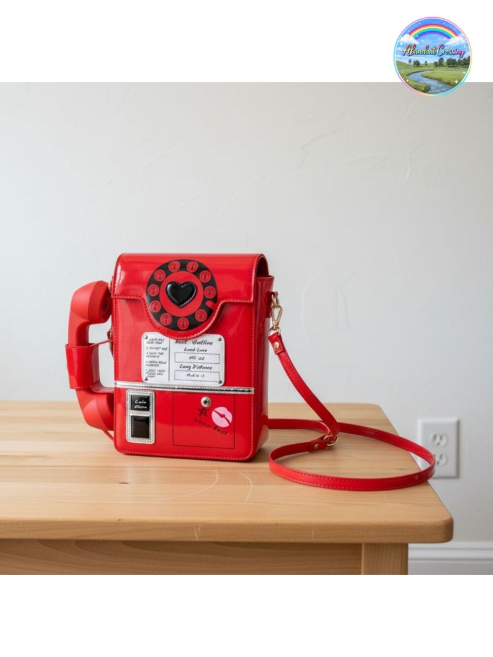 PU Leather Telephone Shaped Crossbody Bag Music Phone Shoulder Purse
